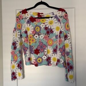 Ultra Pink Crochet-Style Sweater